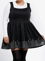 Cosmic Aura Black Gothic Border Skater Dress Plus