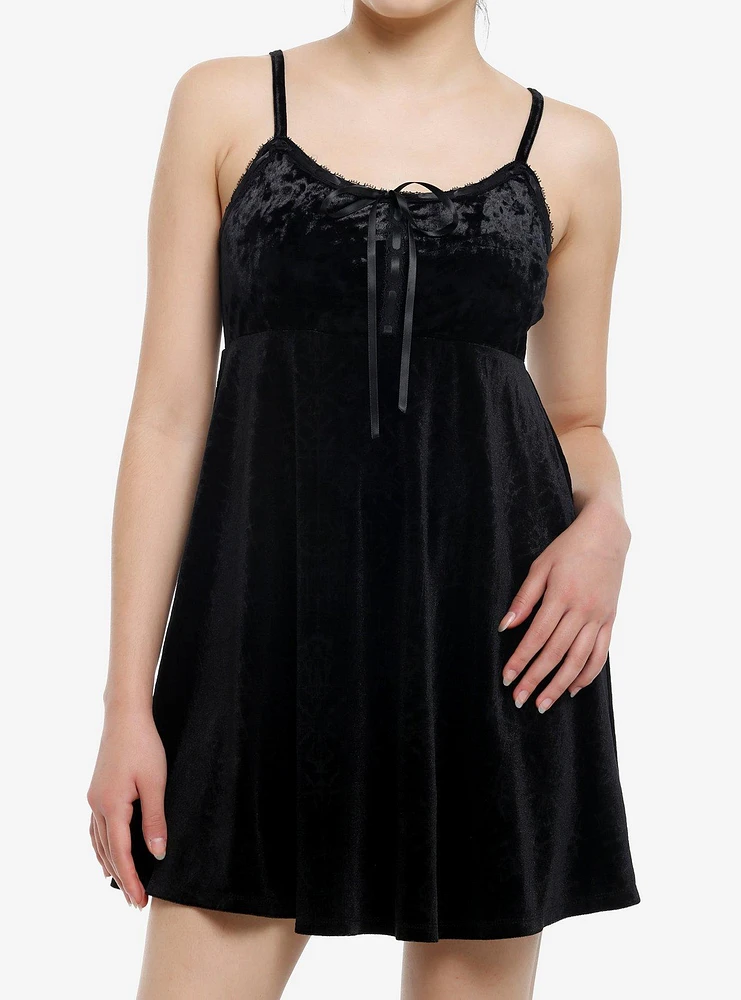 Cosmic Aura Witch Symbol Debossed Velvet Cami Dress