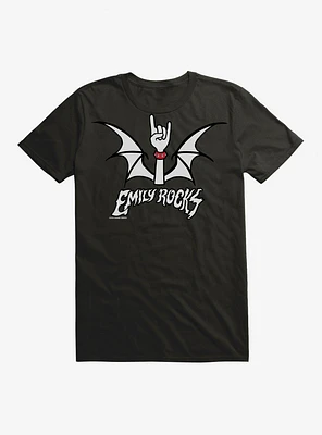 Emily The Strange Rocks Bat Wings Black T-Shirt