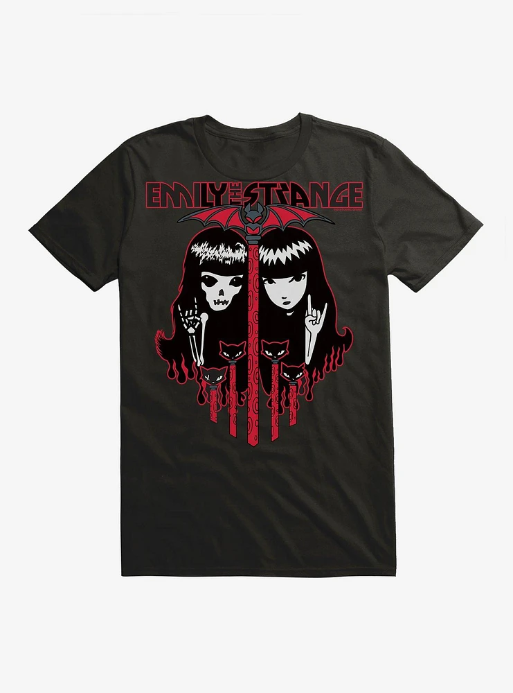 Emily The Strange Skeleton Twin Black T-Shirt