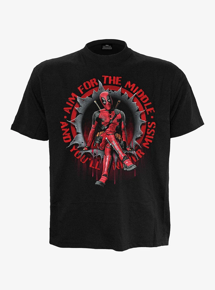 Deadpool Aim For The Middle Front Print T-Shirt