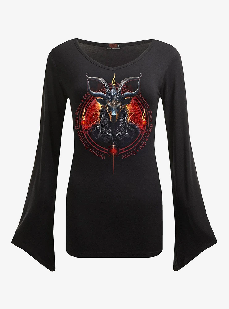 Baphomet V Neck Goth Sleeve Top