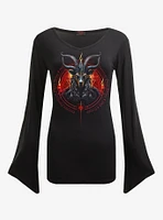 Baphomet V Neck Goth Sleeve Top