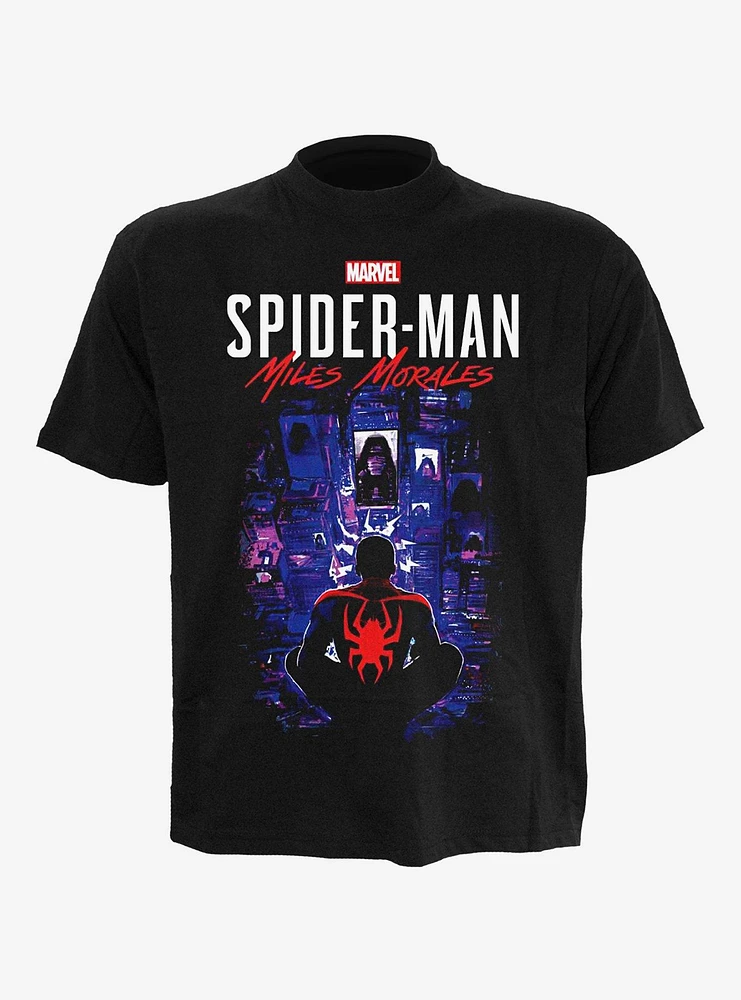 Marvel Spider-Man Miles Morales City Overwatch Front Print T-Shirt