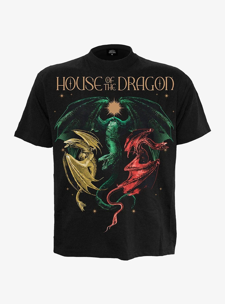 House of the Dragon Tri Dragons Front Print T-Shirt