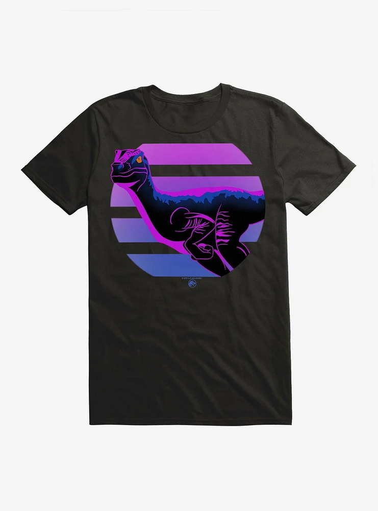 Jurassic Park Neon Retro Blue Royal T-Shirt