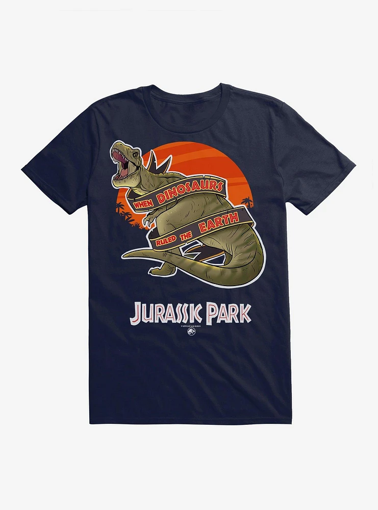 Jurassic Park When Dinos Rules The Earth Black T-Shirt