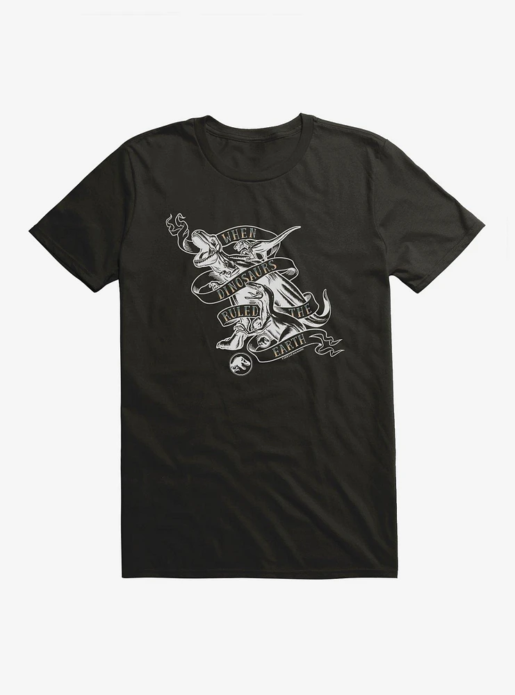 Jurassic World When Dinosaurs Ruled Black And White T-Shirt