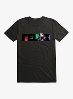 Felix The Cat Whistling And Walking Block Text T-Shirt