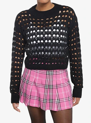 Sweet Society Heart Girls Crop Knit Sweater