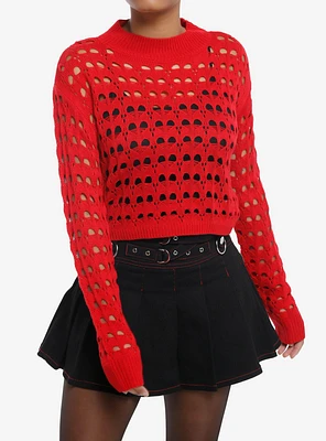 Sweet Society Red Heart Girls Crop Knit Sweater