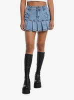 Sweet Society Star Patch Pleated Denim Skirt