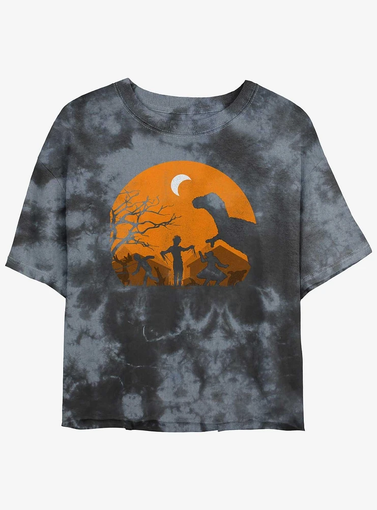 Edward Scissorhands Haunt Circle Girls Tie-Dye Crop T-Shirt