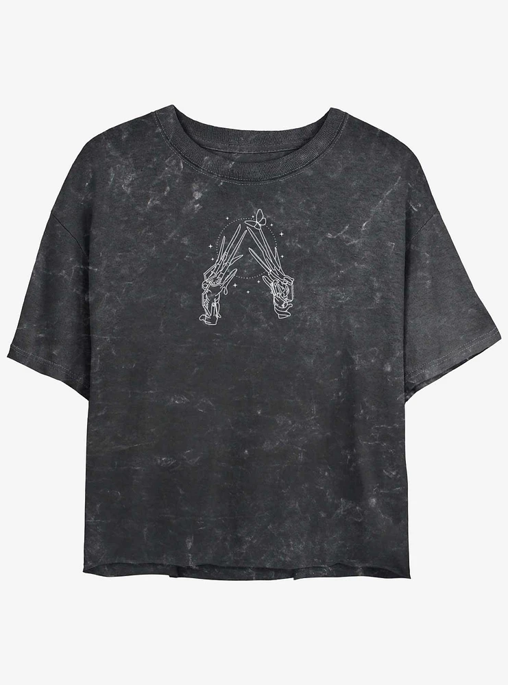 Edward Scissorhands Sketch Girls Mineral Wash Crop T-Shirt