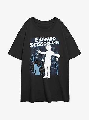 Edward Scissorhands Snowy Night Girls Oversized T-Shirt