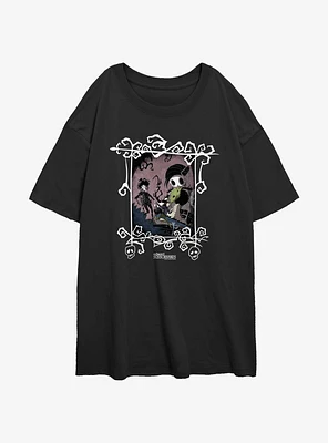 Edward Scissorhands Comic Frame Girls Oversized T-Shirt