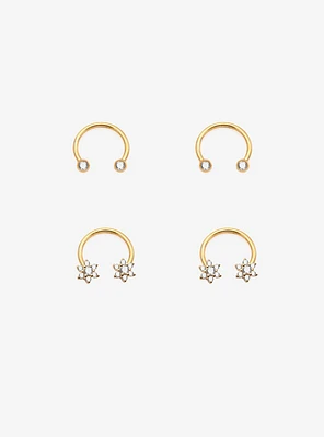 Steel Gold Floral Circular Barbell 4 Pack