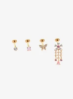 Steel Gold Sakura & Butterfly Labret 4 Pack