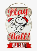 Peanuts Snoopy & Woodstock Baseball Play Ball Wall Sign