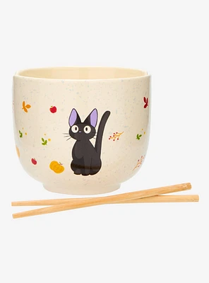 Studio Ghibli® Kiki's Delivery Service Jiji Fall Leaves Ramen Bowl With Chopsticks — BoxLunch Exclusive