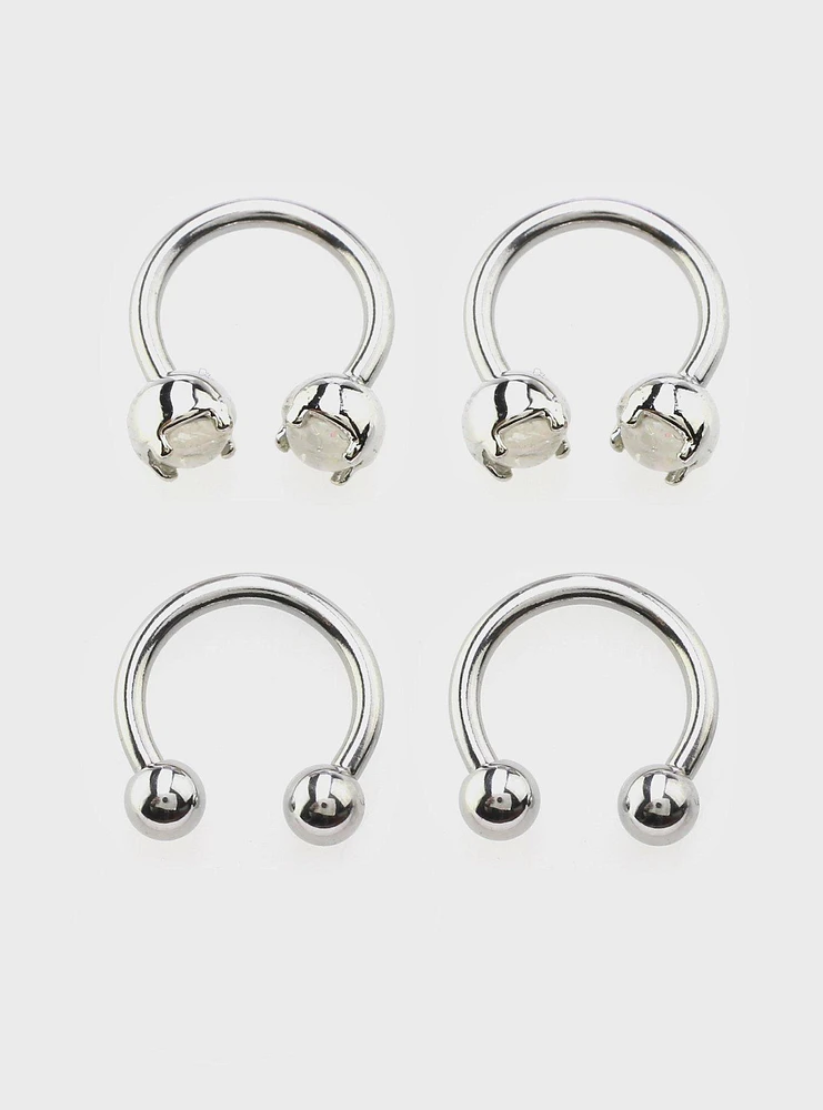 Steel Opal Prong Circular Barbell 4 Pack