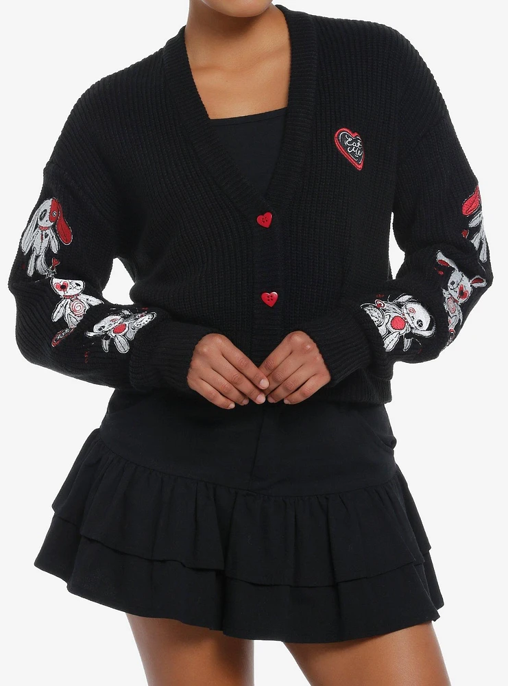 Social Collision Stitched Bunnies Girls Cardigan