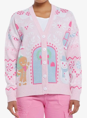 Sweet Society Pink Gingerbread House Girls Cardigan