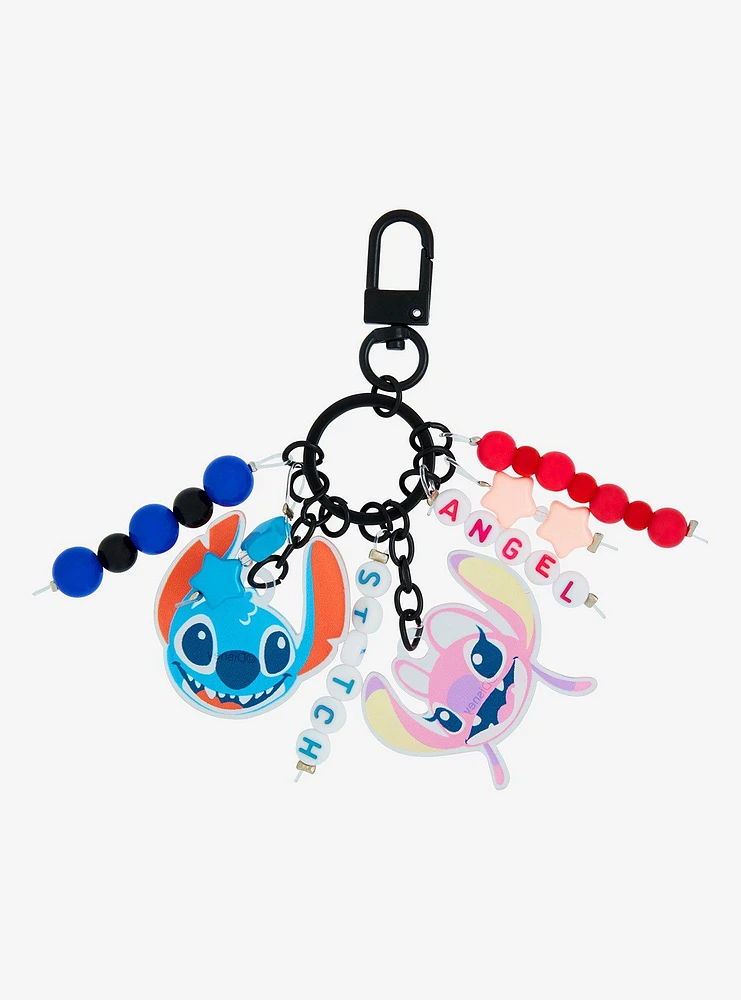 Disney Lilo & Stitch Angel & Stitch Multi Charm Beaded Keychain