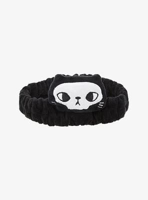 Skeleton Cat Plush Spa Headband