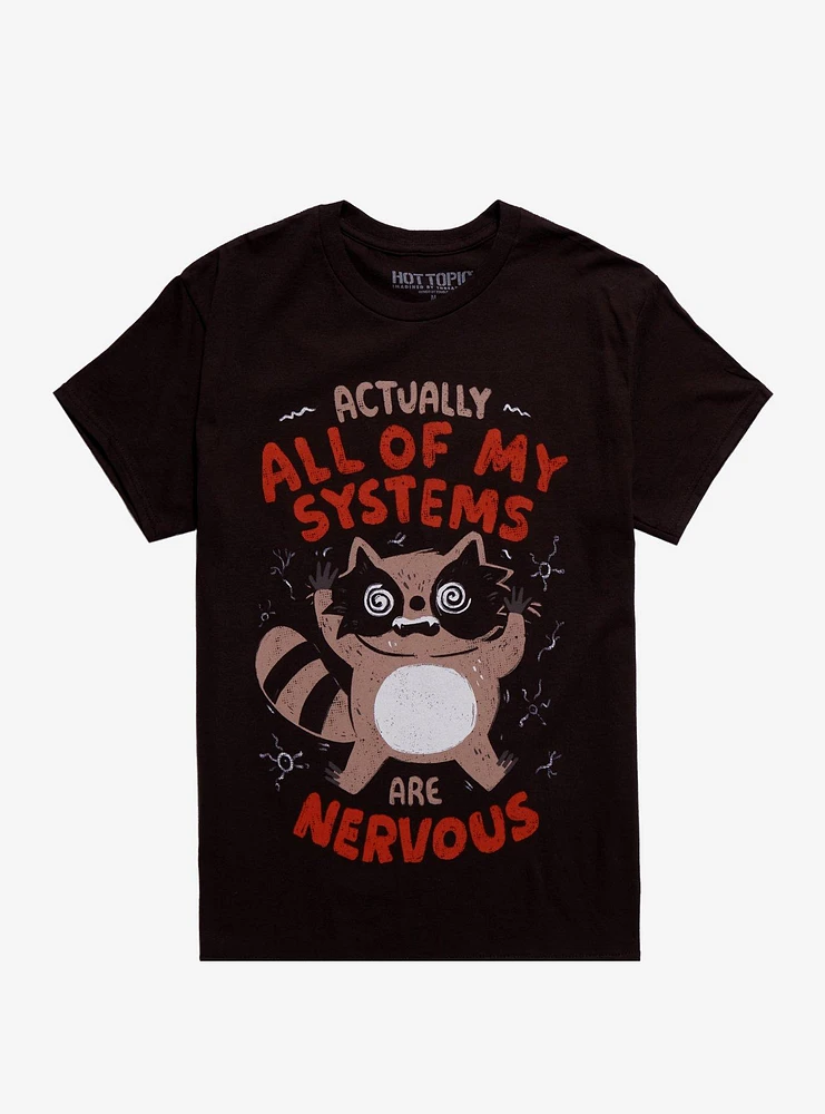 Nervous Raccoon T-Shirt By Eduely