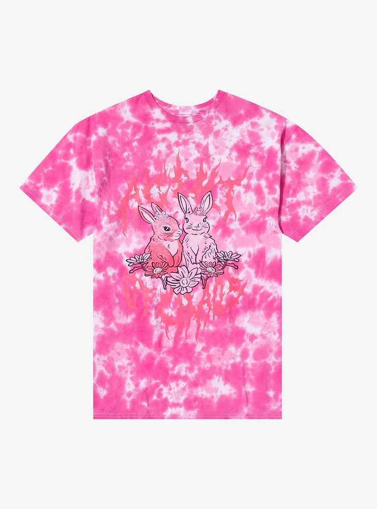 Agent Of Chaos Bunnies Pink Tie-Dye T-Shirt By Call Your Mother