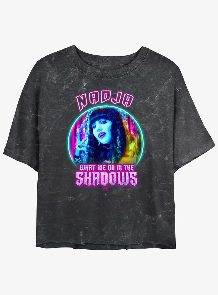 What We Do The Shadows Neon Nadja Girls Mineral Wash Crop T-Shirt