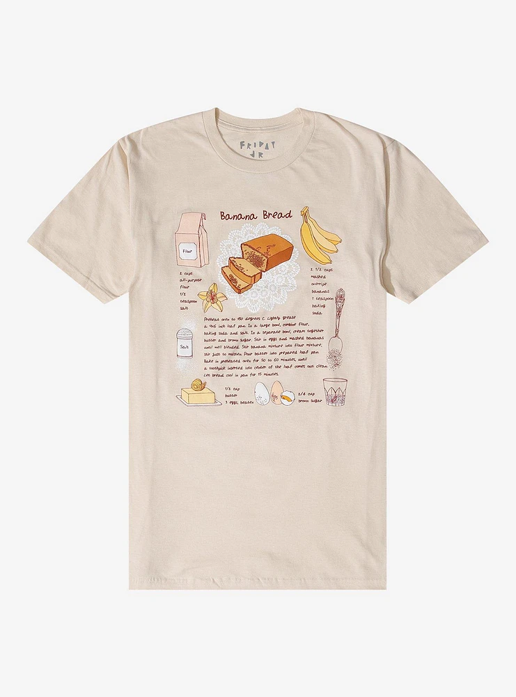 Banana Bread Recipe T-Shirt By Friday Jr