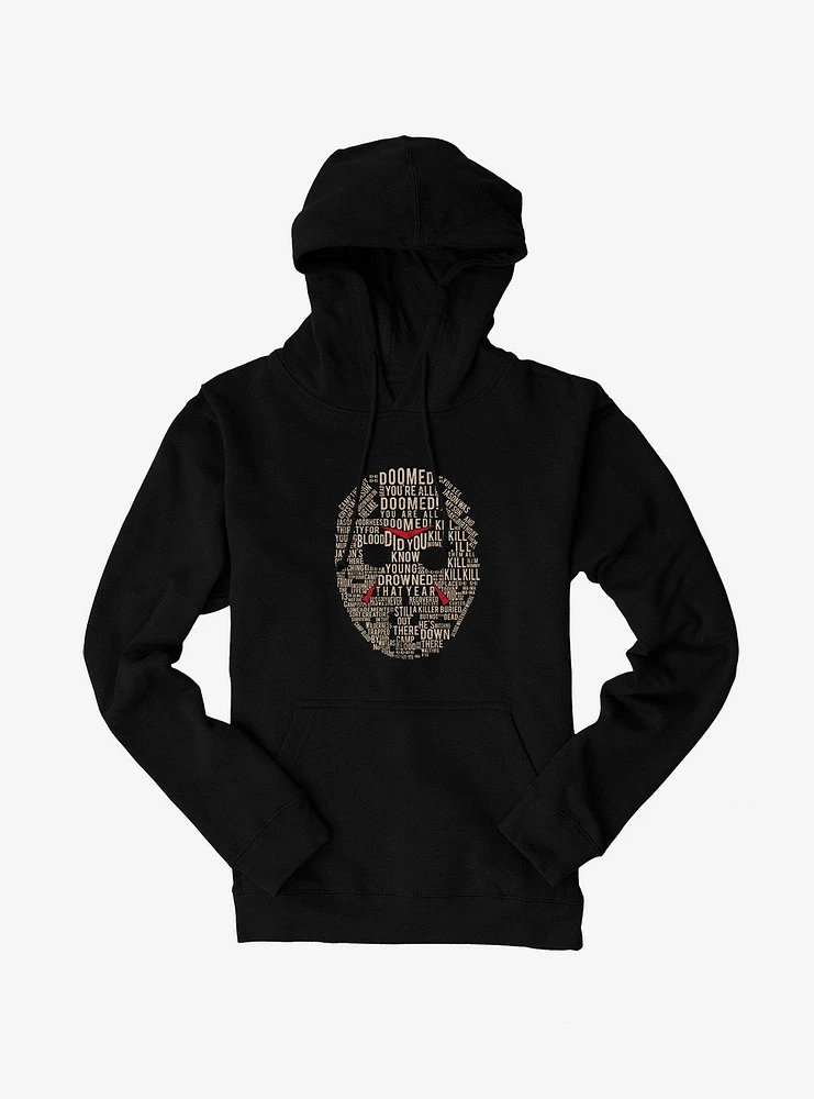 Friday The 13th Jason Mask Word Collage Hoodie