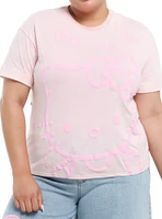 Hello Kitty Pink Outline Boyfriend Fit Girls T-Shirt Plus