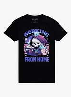 Working From Home Grim Reaper & Cats T-Shirt By Snouleaf