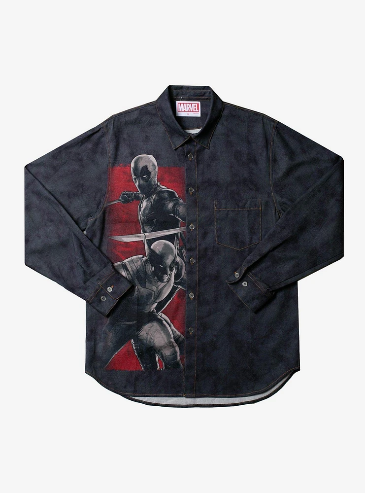 Marvel Deadpool & Wolverine Button-Up Shirt