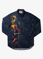 Marvel Deadpool & Wolverine Navy Button-Up Shirt