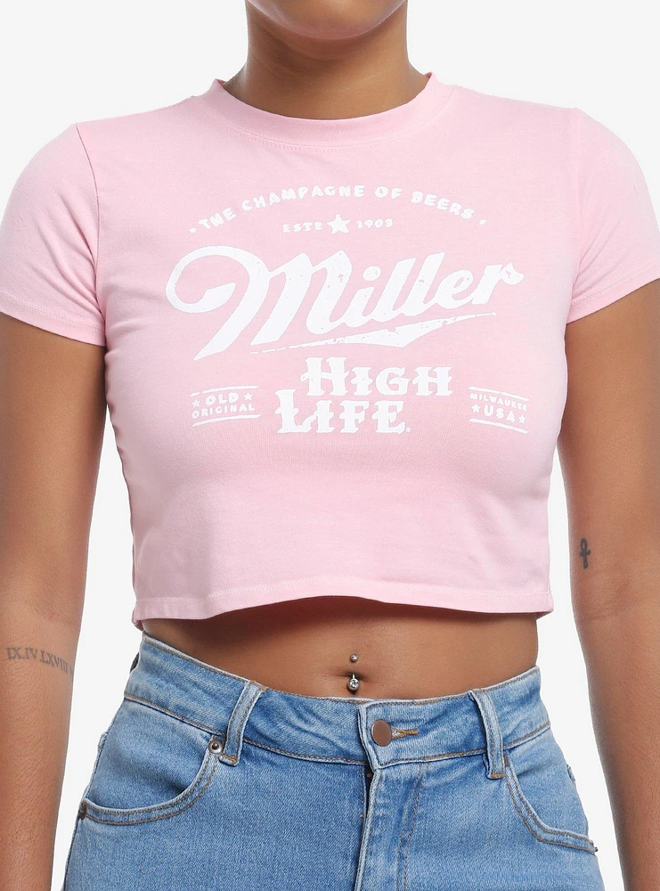 Miller High Life Logo Pastel Pink Girls Baby T-Shirt