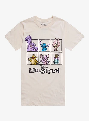 Disney Lilo & Stitch Experiments Grid Boyfriend Fit Girls T-Shirt