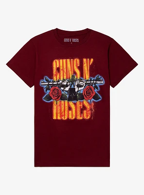 Guns N' Roses Logo Burgundy Boyfriend Fit Girls T-Shirt