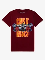 Guns N' Roses Logo Burgundy Boyfriend Fit Girls T-Shirt