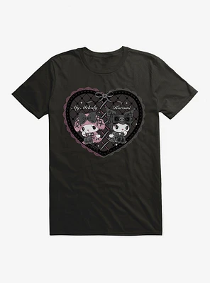 My Melody & Kuromi Black Lacey Heart T-Shirt