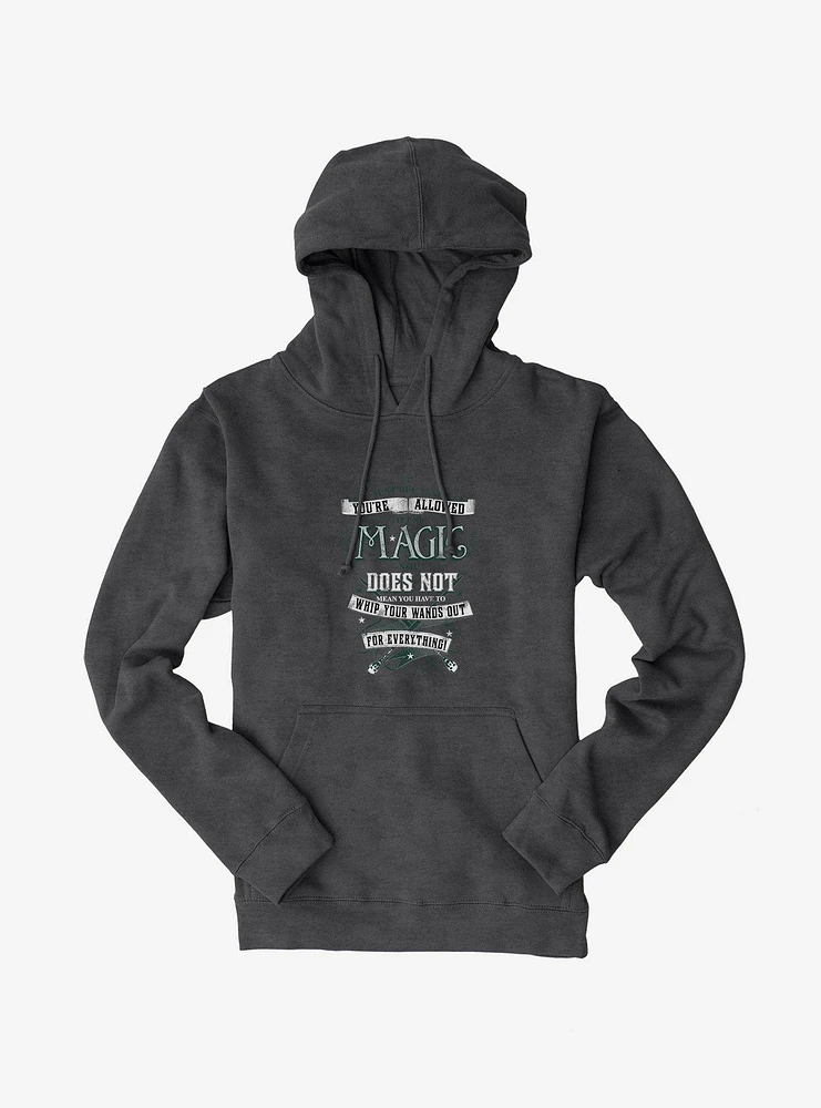 Harry Potter BW Wands Out Quote Hoodie