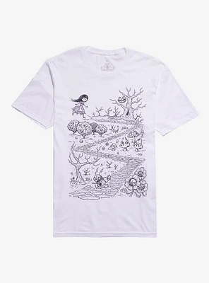 Dark Wonderland Alice Chasing Rabbit T-Shirt By Crab Scrambly