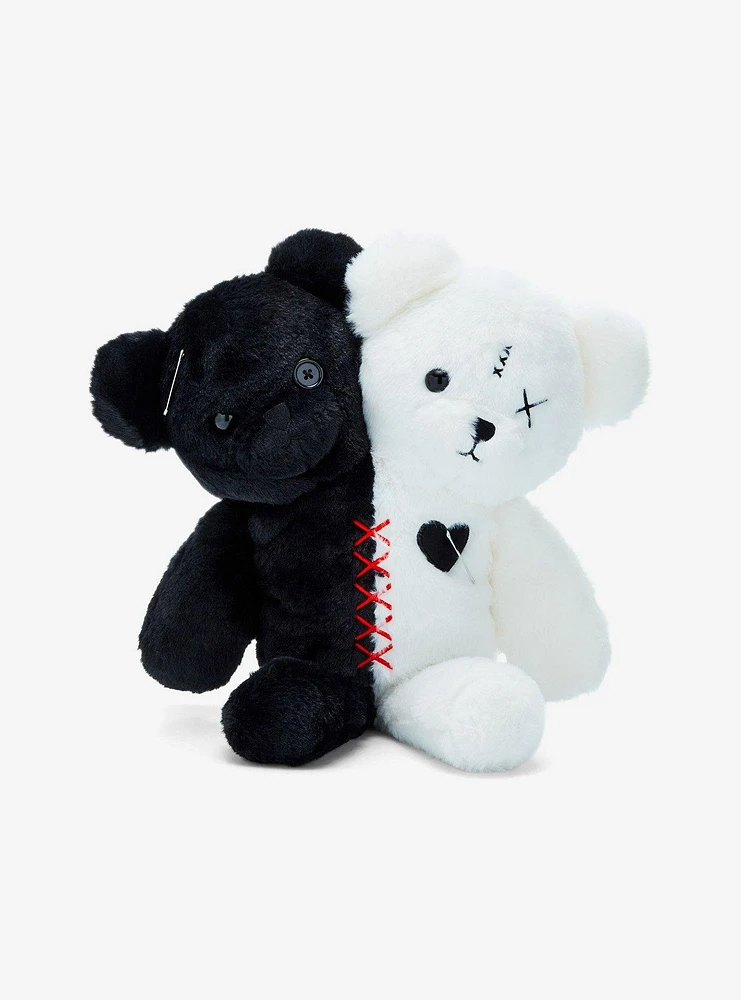 Black & White Double-Headed Bear Plush Mini Backpack