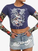 Ed Hardy True Love Mesh Twofer Girls Long-Sleeve Top