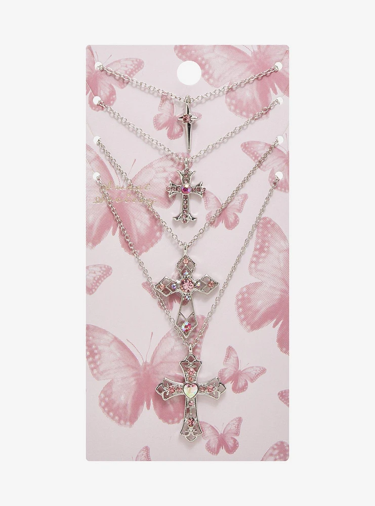 Pink Cross Star Blind Necklace Set