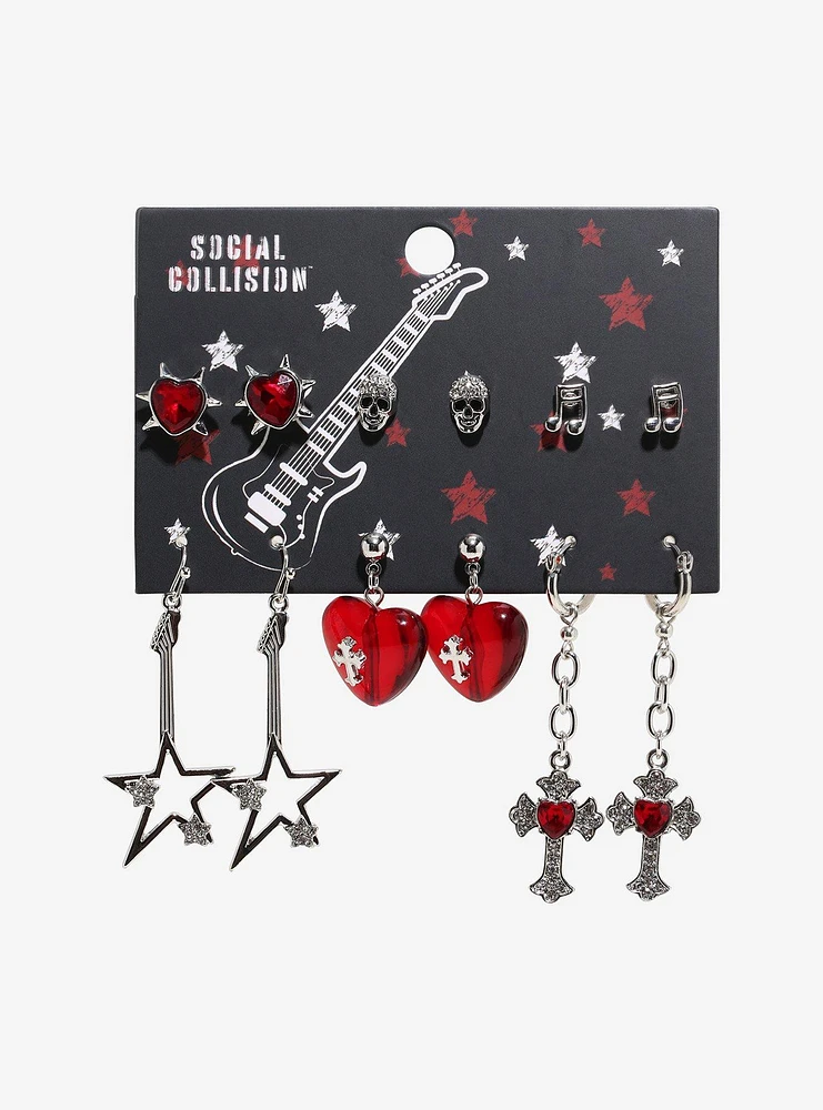 Social Collision Guitar Heart Earring Set