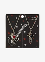 Social Collision Red & Black Heart Star Best Friend Necklace Set